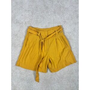 Marc New York Andrew Marc Mustard Yellow Linen Blend Tie‎ Waist Shorts Womens S